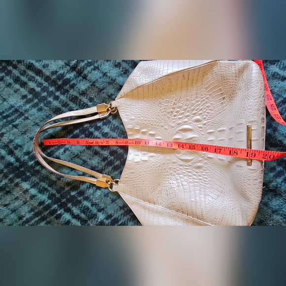 Brahmin Marianna Champagne Pearl Shiny Structured leather Luxury Rare bag - Picture 8 of 14